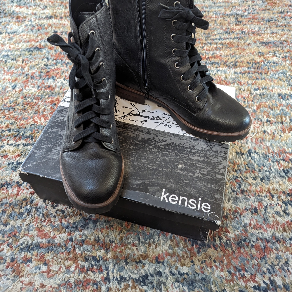Kensie Black Lace Up Boots